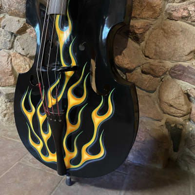 4/4 Electric/Acoustic Jazz Bass - 2005 - Gloss with Flame Made in Romania image 3