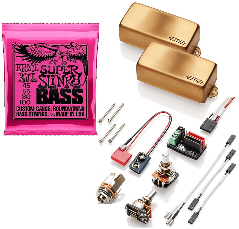 EMG Les Claypool LC Brushed Gold Active PA Set Active P Bass Reverb