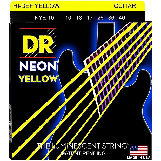 DR Neon Phosphorescent Yellow HiDef Medium Electric Guitar Strings 10-46 image 1