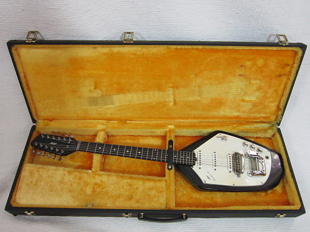 Vintage Vox Phantom 1966 Black XII V221 12 String Guitar Case Clean image 1