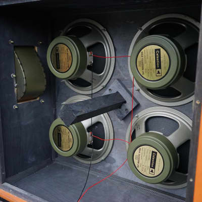 Vintage 1973 Orange 4x12 Speaker Cabinet Celestion G12H T1217 Greenbacks Pulsonic 3 Cones image 10
