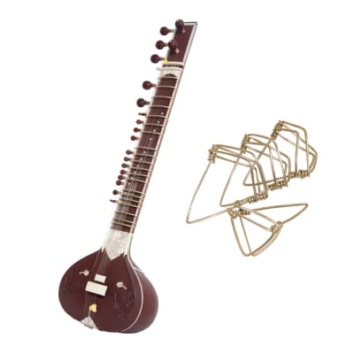 Indian Sitar Package Includes: Burgundy Red Sitar Indian Full Size W/ Case Cd Or Book & Extras +Mizr image 1