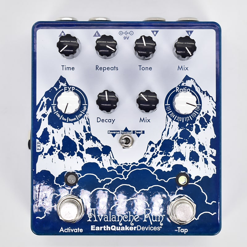 EarthQuaker Devices Avalanche Run Stereo Reverb & Delay with Tap Tempo V2 2022 Blue Sparkle / White imagen 1