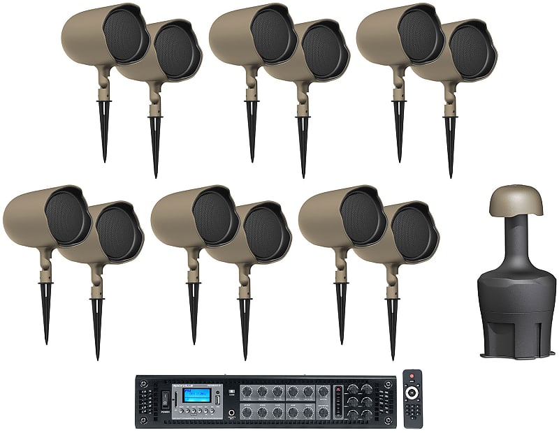 (12) JBL GSF6-TN 6.5&quot; Landscape Ground Stake 70v Commercial Speakers+12&quot; Sub+Amp  			