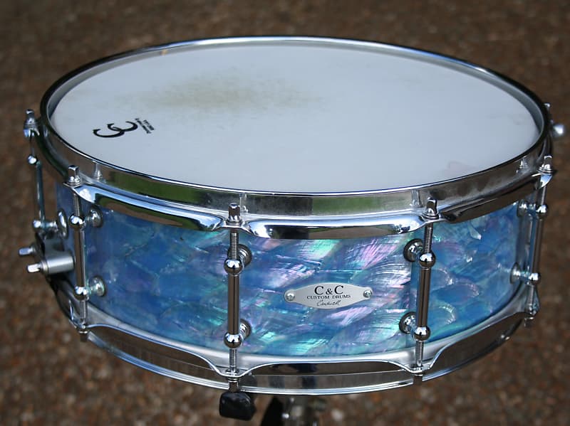 C&C Custom Drums abalone  5x14 snare drum  maple shell.  excellent condition. rare image 1