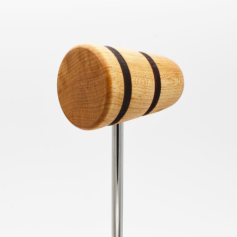 Low Boy Custom Wood Bass Drum Beater - Natural Maple with Black Stripes image 1