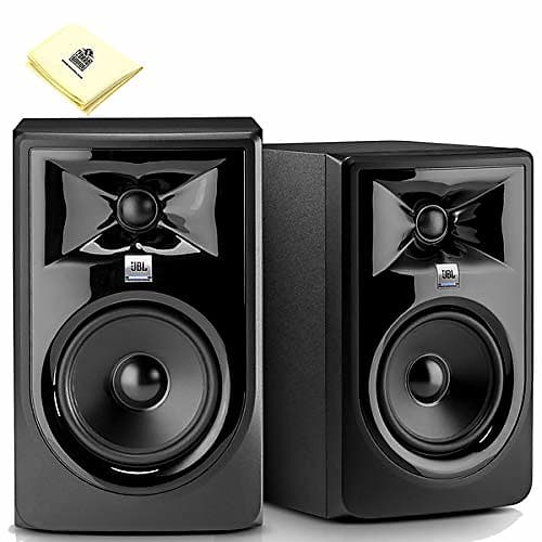 JBL Professional 308P MKII Next-Generation 8-Inch Two Way Powered Studio Monitor (Pair) with Senor Cables and Zorro Cloth image 1