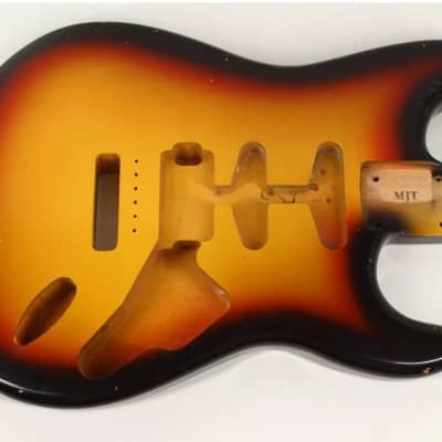 MJT Aged Relic Strat Body Swamp Ash Quilted Maple Hardtail VTS 3-tone  Sunburst Stratocaster | Reverb