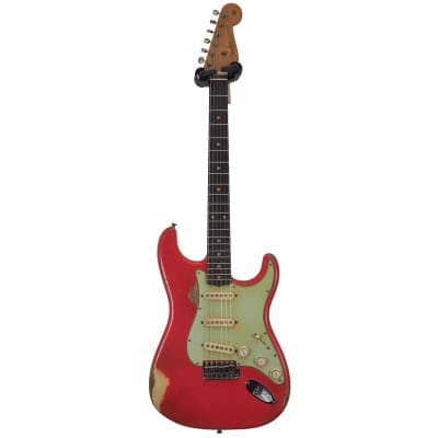 Fender Custom Shop Masterbuilt Levi Perry 1960 Stratocaster Relic, Aged Fiesta Red Over Aged Vintage White image 2