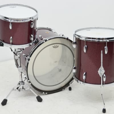 Used 1960's Recovered Gretsch 3pc Drum Kit - "Burgundy Sparkle" image 3