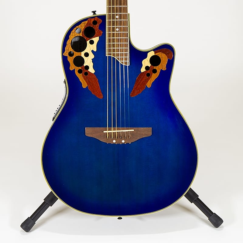 Ovation Celebrity Deluxe Super Shallow Cutaway Acoustic-Electric Guitar -  Blue Transparent