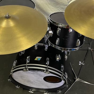Ludwig Black Panther Super classic 4-piece 22/13/16 with Supersensitive snare and hardware 1960s-70s - Black faux Leather image 4