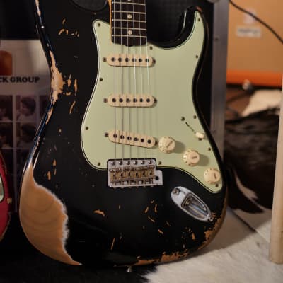(WATCH VIDEO) Fender Custom Shop 1960 Stratocaster Heavy Relic Black Time Machine 2020 for sale