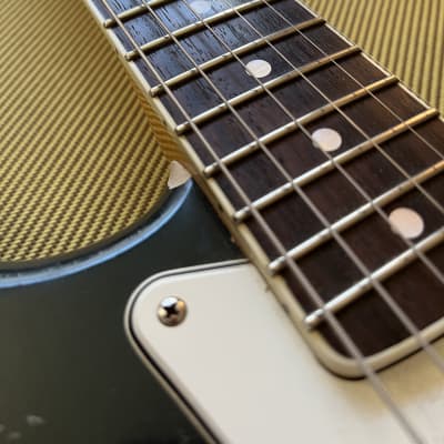 MJT Musicraft Stratocaster - Black over Blue Relic image 9