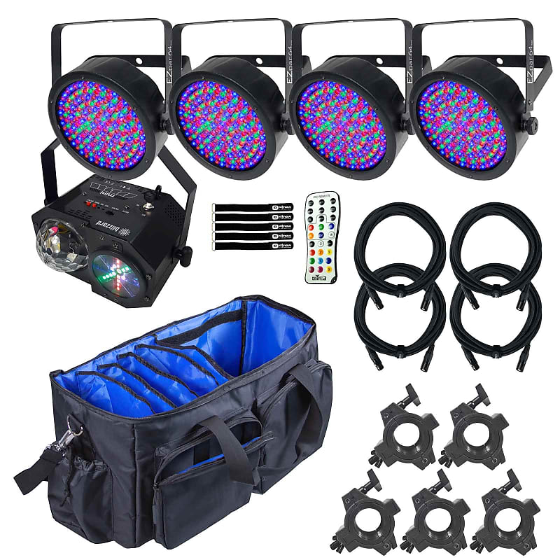 Chauvet DJ EZpar 64 RGBA LED Uplights 4 Pack w Party Laser & | Reverb