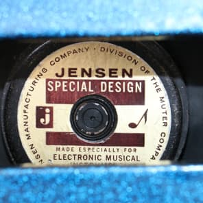 Jensen Vintage Trapezoid 12" Speaker Cabinter  1960's Blue Sparkle image 7