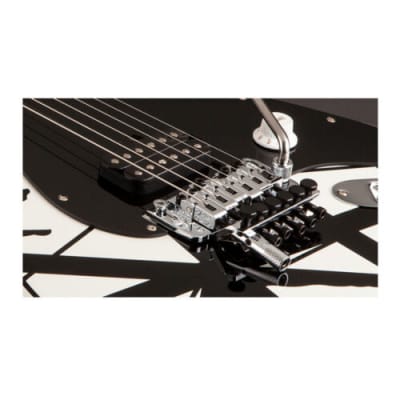 EVH Striped Series 6-String Electric Guitar (White with Black Stripes) image 7