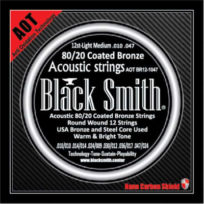 BLACKSMITH 80/20 Bronze Acoustic 12 String Set,  Nano-Carbon Coated - Light Medium 010 - 047 for sale