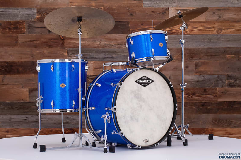 CRAVIOTTO DIAMOND SERIES 3 PIECE DRUM KIT, BLUE SPARKLE | Reverb