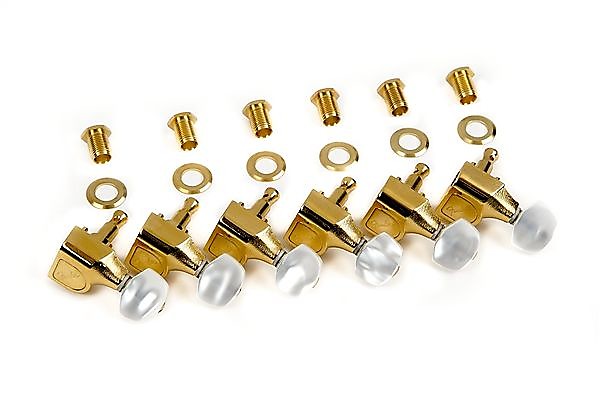 Fender 099-0846-200 Deluxe Stratocaster / Telecaster Tuning Heads with Pearloid Buttons (6) image 2
