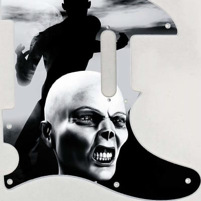 Graphical pickguard Fender Telecaster Tele Standard 8 Hole Zombie 1 BW image 1