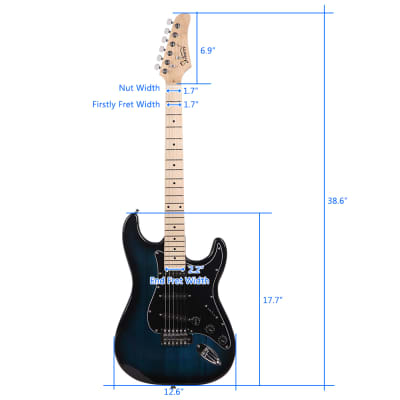 Glarry GST Stylish Electric Guitar Kit with Black Pickguard Dark Blue image 10
