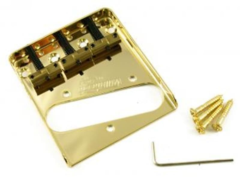 Wilkinson Telecaster® Bridge  Gold with Staggered Brass Saddles image 1