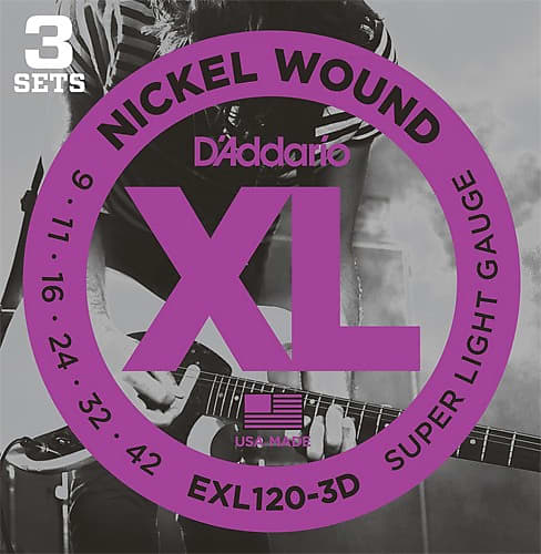 D'Addario EXL1203D Set Super Light Electric Guitar Strings, 3 Sets (9-42)(New) image 1