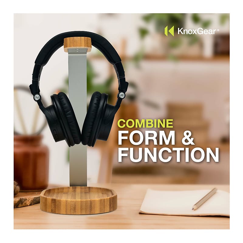 Walnut Wood & Aluminum Headset Holder, Desktop Headphone Stand, Universal  headphone holder for most music gaming headsets - Black Walnut