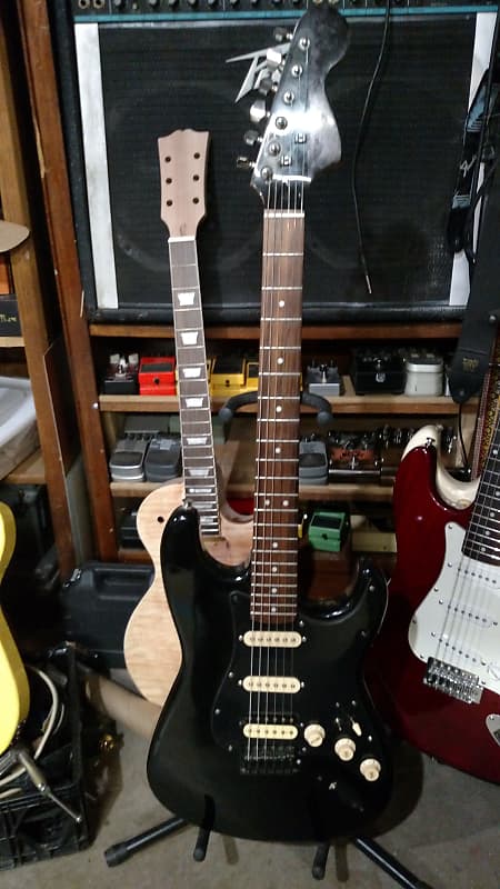 Fender Squier Stratocaster 2014 Black HSS with coil split switch and  black out hardware. image 1