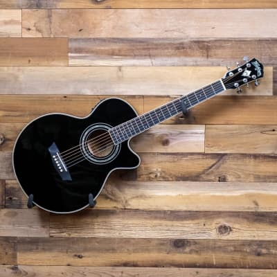 Washburn EA10 Festival Petite Jumbo Cutaway Acoustic-Electric Guitar, Black for sale
