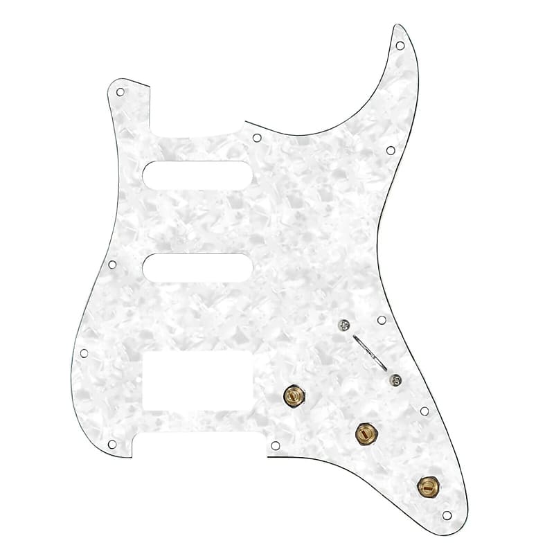 920D Custom 5 Way Pre-Wired HSS Stratocaster Pickguard - White Pearl image 1