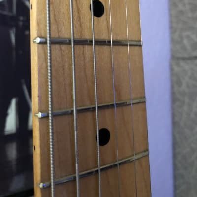 Vintage 1987 Fender Squier Standard Stratocaster with System I Tremolo in Black image 9