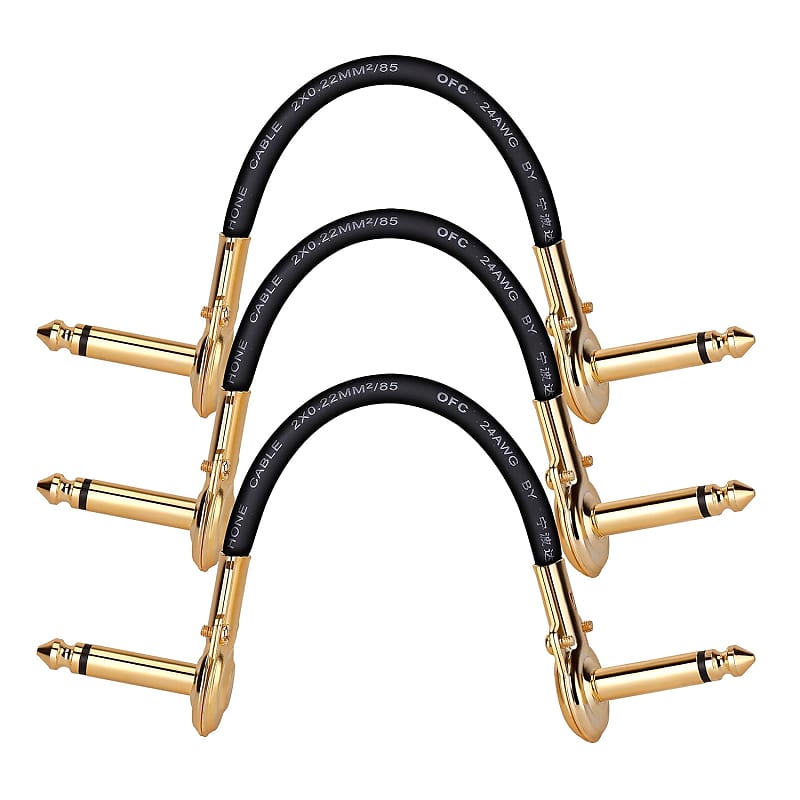 Patch Cables 1/4 Inch Right Angle Plugs 6 Inch Patch Cable - | Reverb