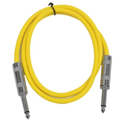 SEISMIC AUDIO New 6 PACK Yellow 1/4" TS 2' Patch Cables - Guitar - Instrument image 2
