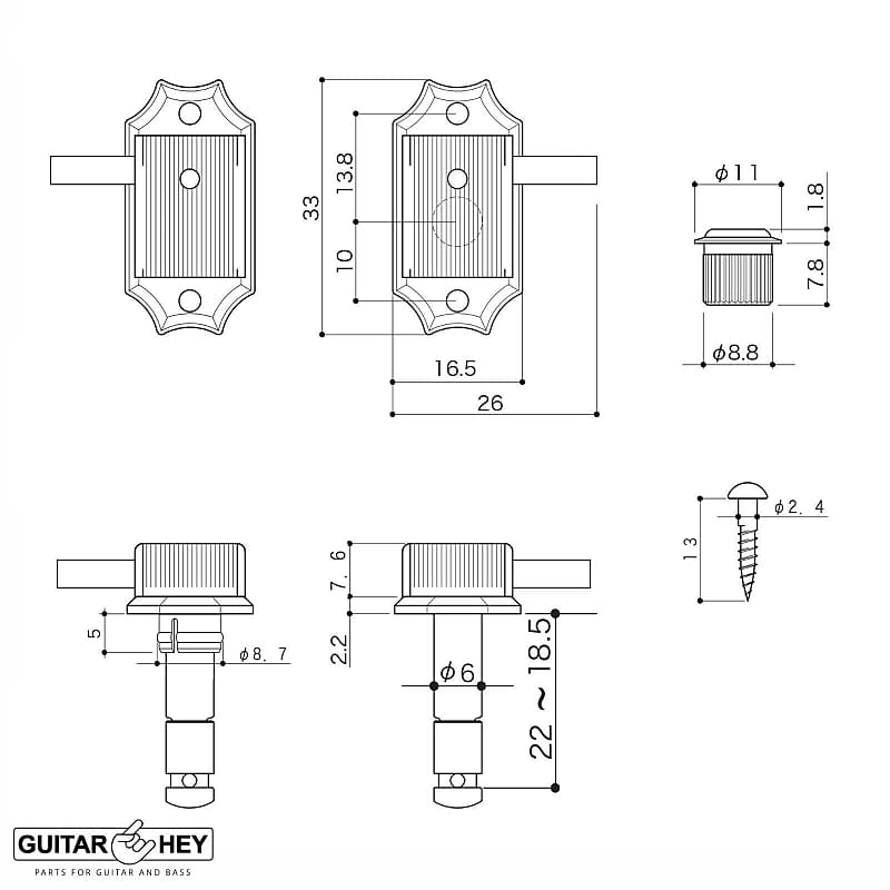 NEW Gotoh SD510-SL HAPM LOCKING Tuners Set L3+R3 Adjustable Height 3x3 -  NICKEL