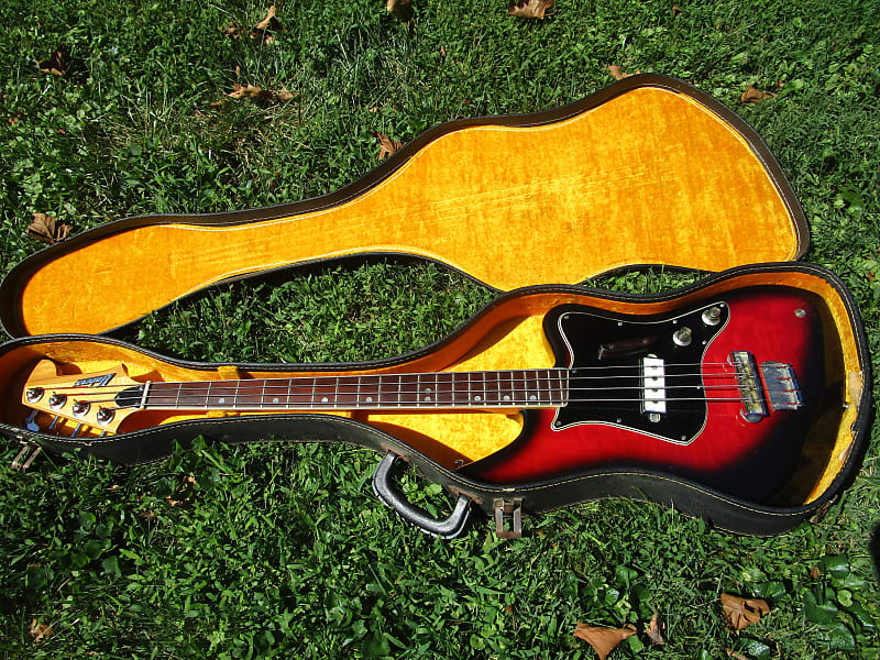 Univox UB-1 Bass Guitar, 1960's, Japan, Cherryburst, Figured Body,  Case image 1