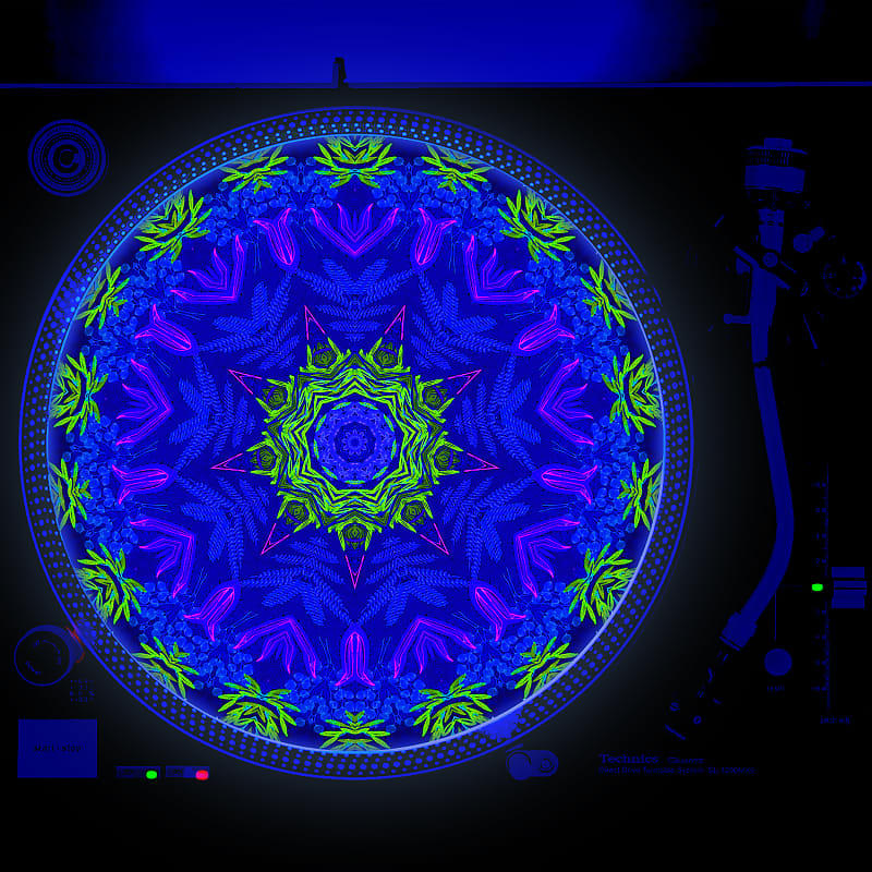 Electric Electro Tribal - DJ Turntable Slipmat 12 inch LP Vinyl Record Player Glow Series (glows under black light) image 1