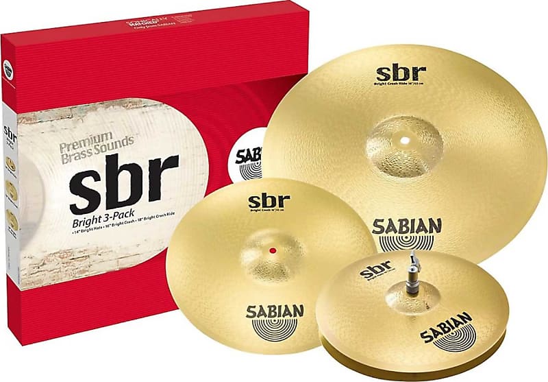 Sabian SBR5004BR2 SBR Bright 3 Pack w/ 14'' Hats, 16'' Crash, and 18''  Crash/Ride