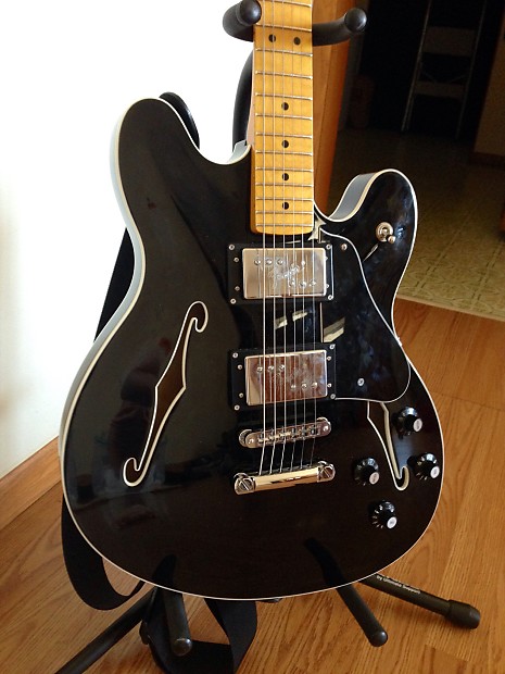 Fender starcaster black new arrivals