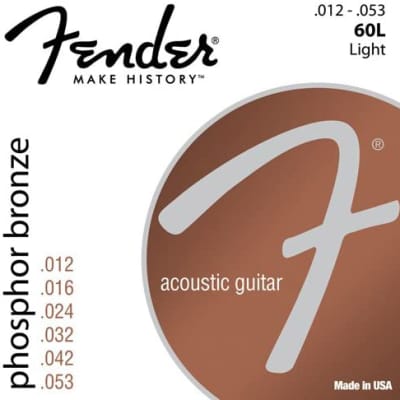Fender 60L Phosphor Bronze Acoustic Guitar Strings, Light, .012-.053