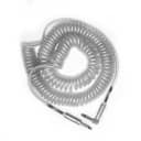 Bullet Cable 30' Clear/Silver Coiled Instrument Cable - Straight-to-Right-Angle (BC-30CCC)