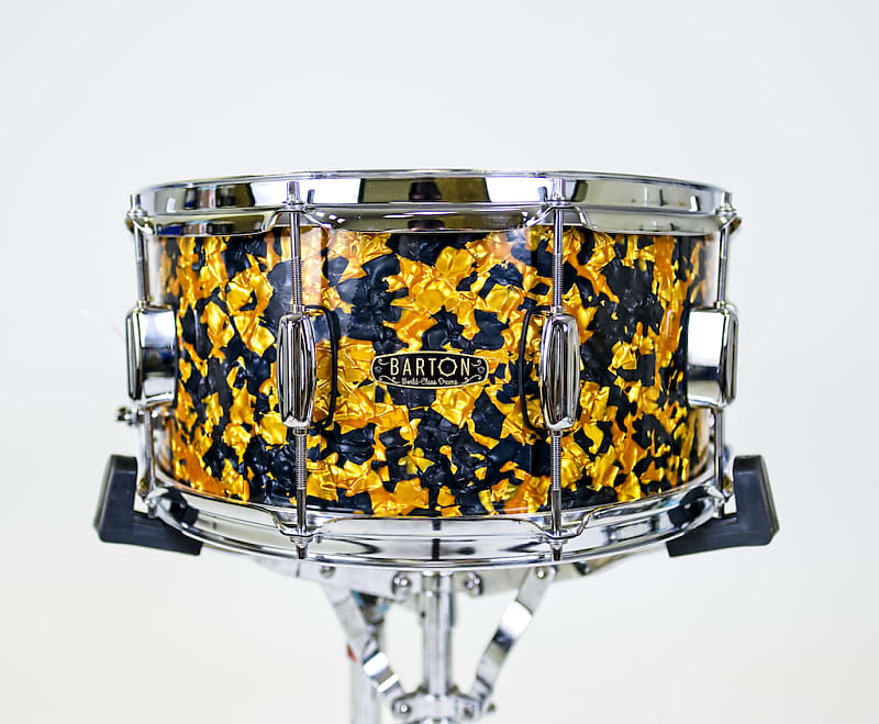 Barton Studio Custom Birch Snare Drum (14X6.5)  Gold & Black Pearl image 1