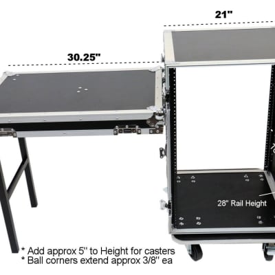 OSP RC16U-20SL 16 Space ATA Amp Rack w/Casters and Attached Utility Table image 2