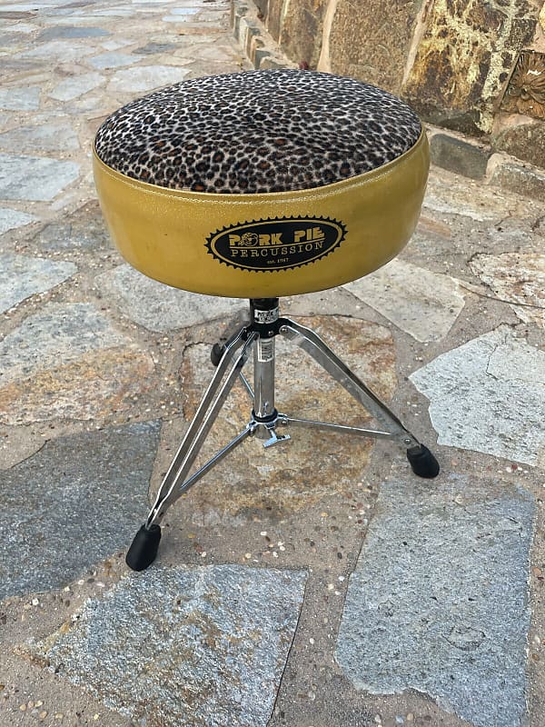 Pork Pie Leopard Drum Throne Seat Chair Missing one bolt Reverb
