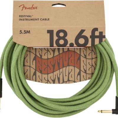 Fender Festival Instrument/Guitar Cable Eco-Friendly Pure Hemp, GREEN 18.6' ft for sale