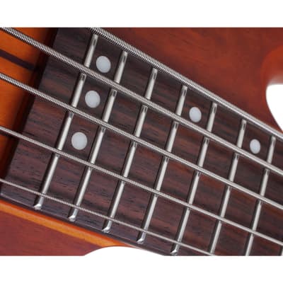 Schecter Stiletto Studio-5 5-String Left Handed Bass Guitar - Honey Satin image 7