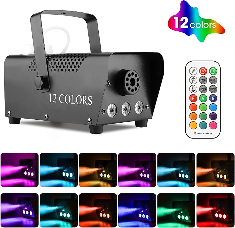 Fog Machine with Lights 3 Stage LED Lights with 12 Colors & Reverb