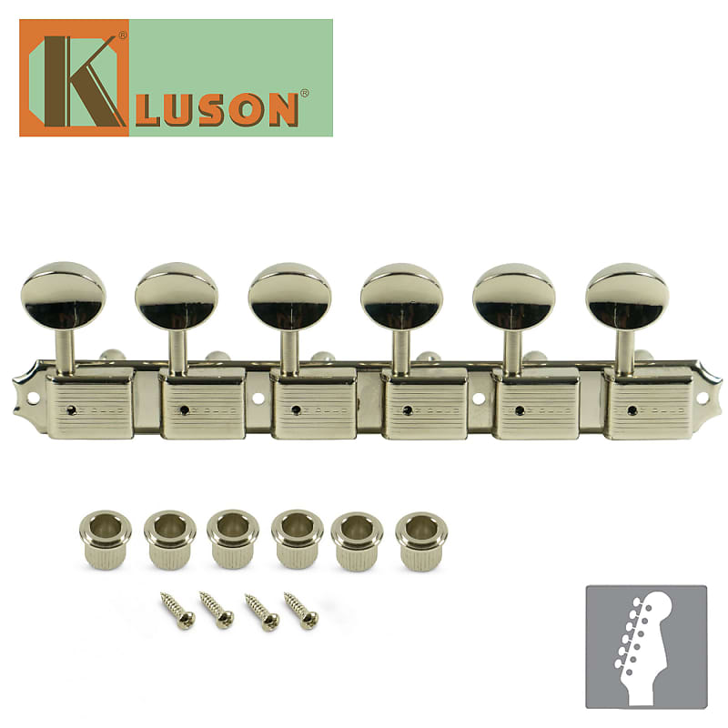 NEW Kluson 6 On A Plate Deluxe Series Tuning Machines Single Line - NICKEL