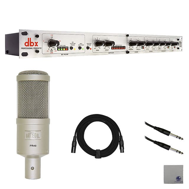 dbx 286s Microphone Preamp/Channel Strip with Heil Sound PR40 Studio Dynamic Microphone, XLR Cable, 1/4" to 1/4" TRS Cable and StreamEye Polishing Cloth image 1
